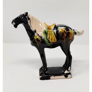 Vintage Ceramic Horse Figurine Statue Saddle Decor Accent Collectible